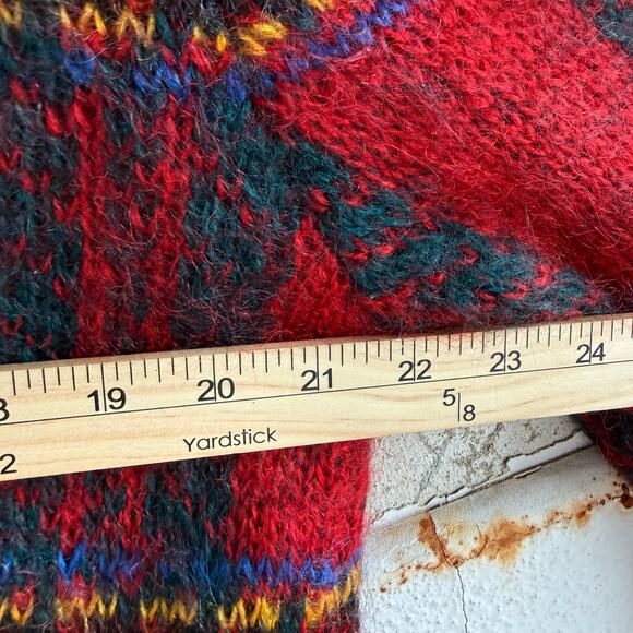 Vtg 90s Susan Bristol Cardigan Sweater Mohair Wool Holiday Plaid Women M Classic - Picture 8 of 8